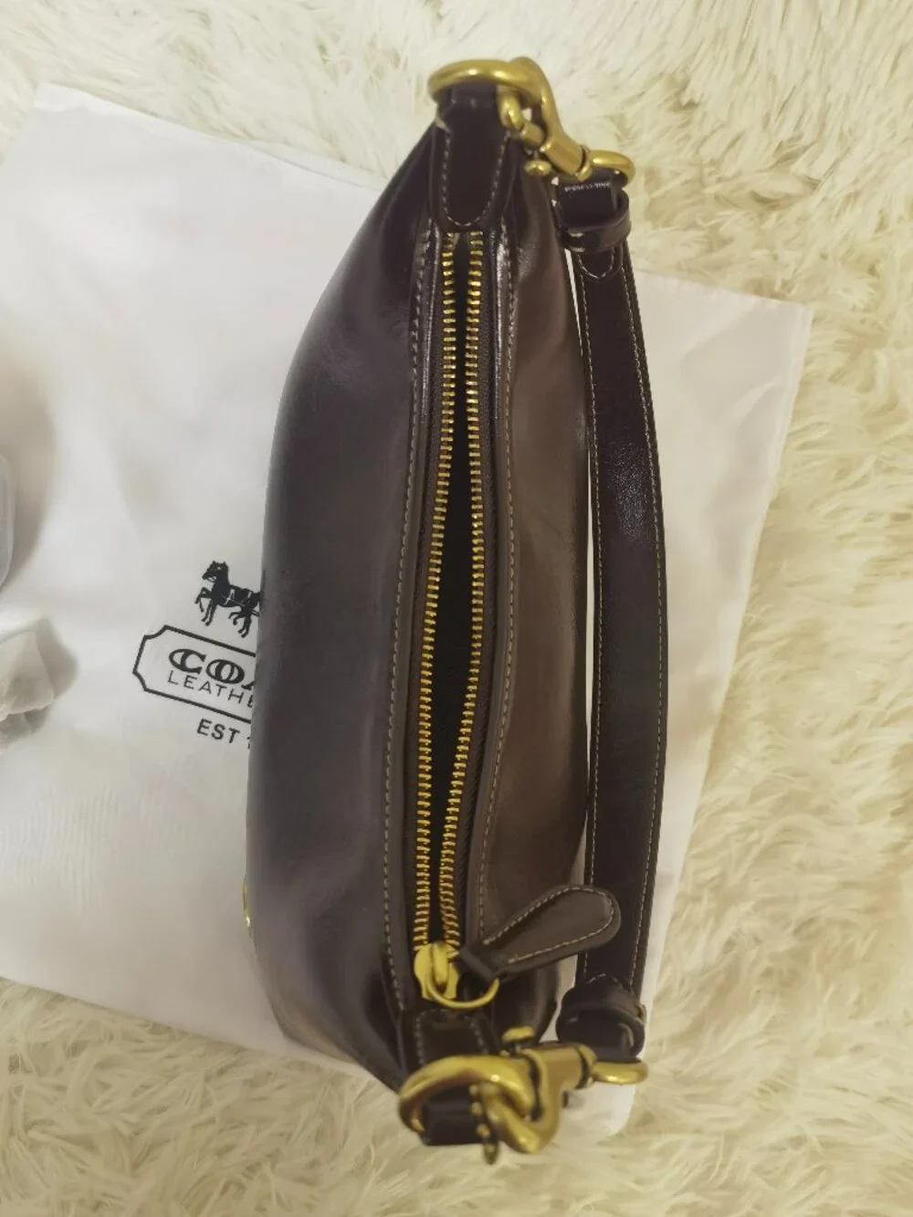 Coach Dark Brown Leather Hobo Shoulder Bag